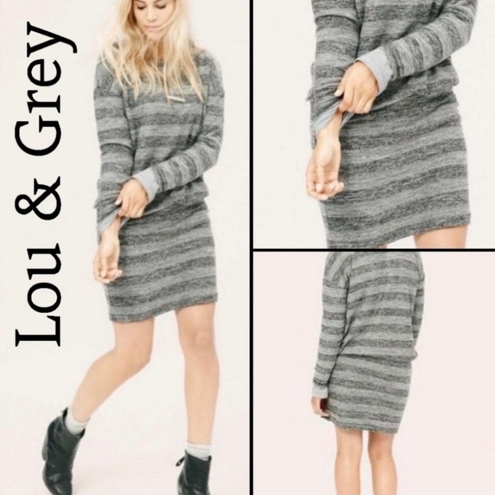 NWOT Lou & Grey Striped Grey Dress